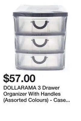 Dollarama Dollarama 3 drawer organizer with handles (assorted colours) - case of 12 offer