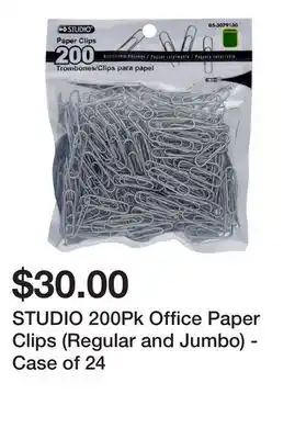 Dollarama Studio 200pk office paper clips (regular and jumbo) - case of 24 offer