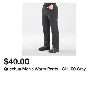 Decathlon Quechua men's warm pants - sh 100 grey offer