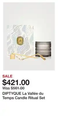 Holt Renfrew Diptyque la vallée du temps candle ritual set offer