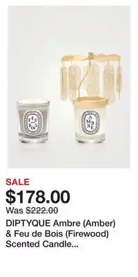 Holt Renfrew Diptyque ambre (amber) & feu de bois (firewood) scented candle carousel gift set - limited edition offer