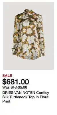Holt Renfrew Dries van noten contisy silk turtleneck top in floral print offer