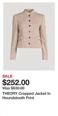 Holt Renfrew Theory cropped jacket in houndstooth print offer