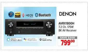 2001 Audio Video Denon 7.2 ch. 175w 8k av receiver offer