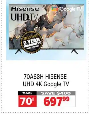 2001 Audio Video Hisense 70 uhd 4k google tv offer