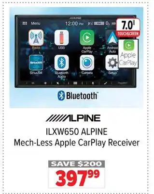 2001 Audio Video Alpine mech-less apple carplay receiver offer