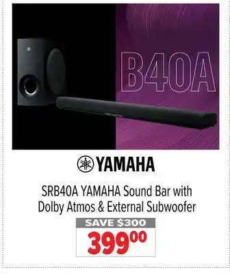 2001 Audio Video Yamaha srb40a sound bar with dolby atmos & external subwoofer offer