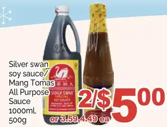 T&T Supermarket Silver swan soy sauce/ mang tomas all purpose sauce, 1000ml, 500g offer