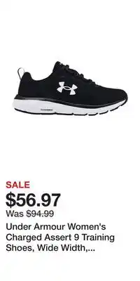 Sport Chek Under armour women's charged assert 9 training shoes, wide width, lightweight, leather offer