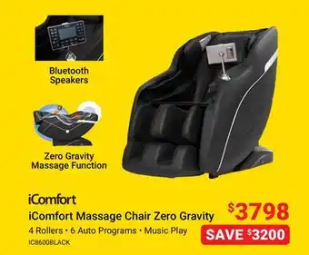 Visions Electronics Icomfort massage chair zero gravity offer