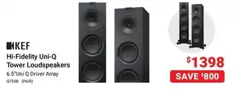 Visions Electronics Kef hi-fidelity uni-q tower loudspeakers offer