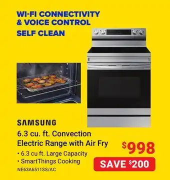 Visions Electronics Samsung 6.3 cu. ft. convection electric range with air fry offer