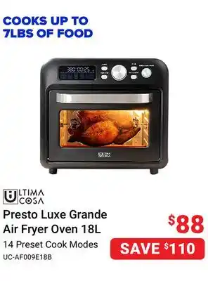 Visions Electronics Ultima cosa presto luxe grande air fryer oven 18l offer