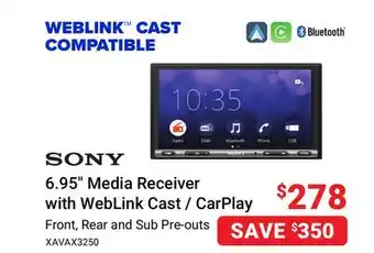 Visions Electronics Sony 6.95 media receiver with weblink cast / carplay offer