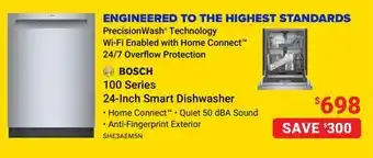 Visions Electronics Bosch 100 series 24-inch smart dishwasher offer