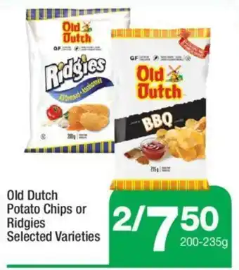 Highland Farms Old Dutch Potato Chips or Ridgies Selected Varieties offer