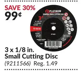 Princess Auto 3 x 1/8 in. small cutting disc offer
