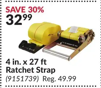 Princess Auto 4 in. x 27 ft ratchet strap offer