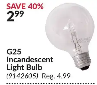 Princess Auto G25 incandescent light bulb offer