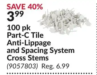 Princess Auto 100 pk part-c tile anti-lippage and spacing system cross stems offer