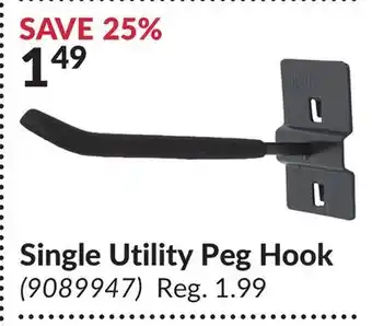 Princess Auto Single utility peg hook offer