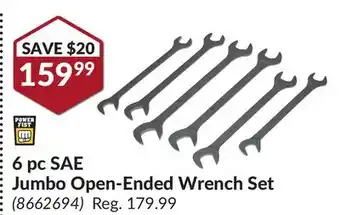Princess Auto 6 pc sae jumbo open-ended wrench set offer