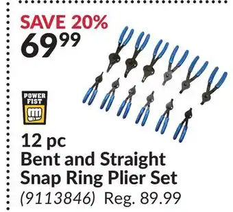 Princess Auto 12 pc bent and straight snap ring plier set offer