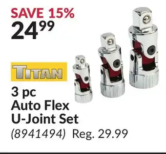 Princess Auto 3 pc auto flex u-joint set offer