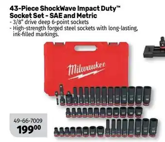 Bumper to Bumper Milwaukee 43-piece shockwave impact duty socket set - sae and metric offer