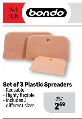 Bumper to Bumper Bondo set of 3 plastic spreaders offer