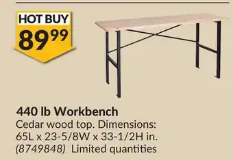 Princess Auto 440 lb workbench offer