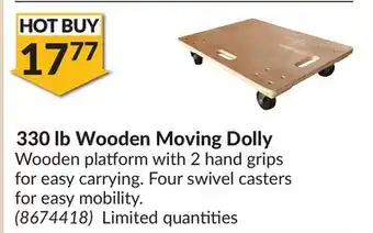 Princess Auto 330 lb wooden moving dolly offer