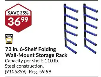 Princess Auto 72 in. 6-shelf folding wall-mount storage rack offer