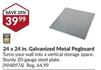 Princess Auto 24 x 24 in. galvanized metal pegboard offer