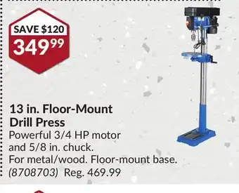 Princess Auto 13 in. floor-mount drill press offer