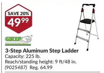 Princess Auto Grip 3-step aluminum step ladder offer