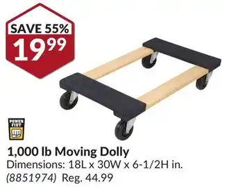 Princess Auto 1,000 lb moving dolly offer