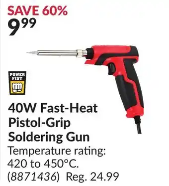 Princess Auto 40w fast-heat pistol-grip soldering gun offer