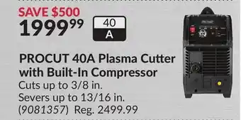 Princess Auto Procut 40a plasma cutter with built-in compressor offer