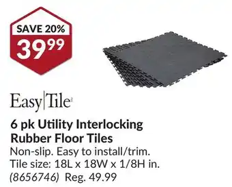 Princess Auto 6 pk utility interlocking rubber floor tiles offer