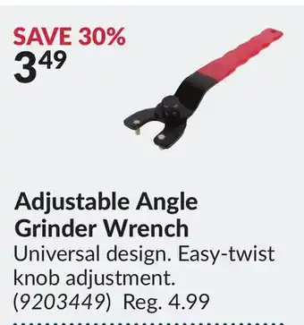 Princess Auto Adjustable angle grinder wrench offer