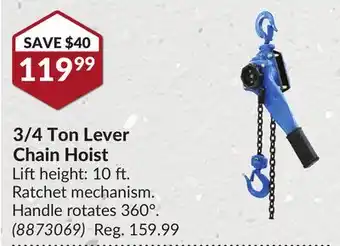 Princess Auto 3/4 ton lever chain hoist offer