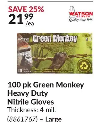 Princess Auto 100 pk green monkey heavy duty nitrile gloves offer