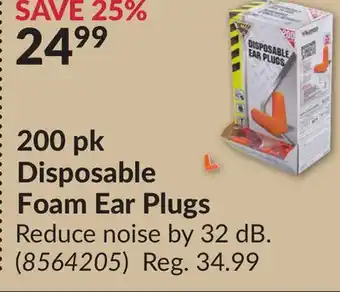 Princess Auto 200 pk disposable foam ear plugs offer