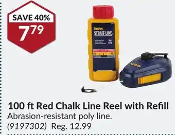 Princess Auto 100 ft red chalk line reel with refill offer