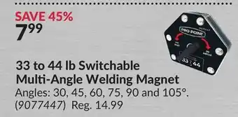 Princess Auto 33 to 44 lb switchable multi-angle welding magnet offer