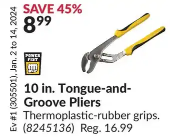 Princess Auto 10 in. tongue-and- groove pliers offer