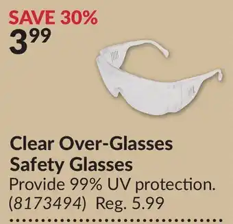 Princess Auto Clear over-glasses safety glasses offer