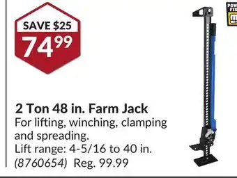 Princess Auto 2 ton 48 in. farm jack offer
