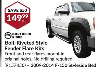Princess Auto Bolt-riveted style fender flare kits offer